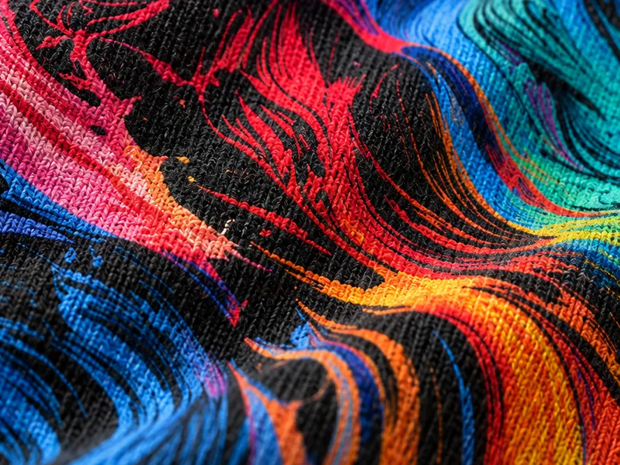 Macro del diseño multicolor integrado en el tejido