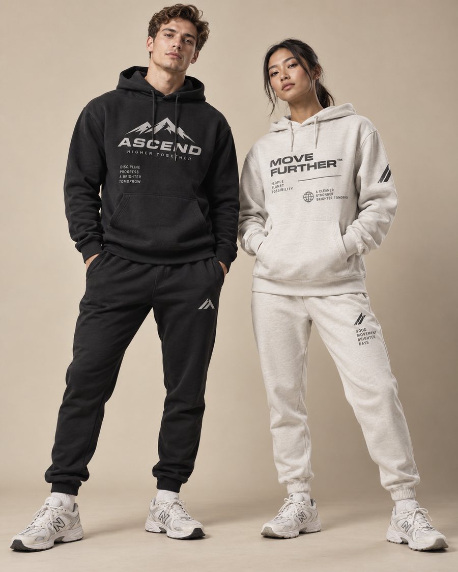 Pareja con chándal de marca propia