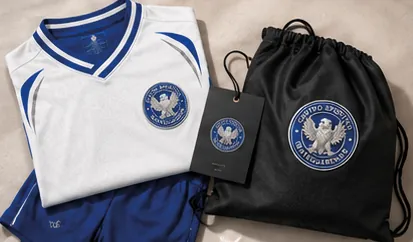 Camiseta, pantalón y mochila de cuerdas personalizadas con el escudo del club