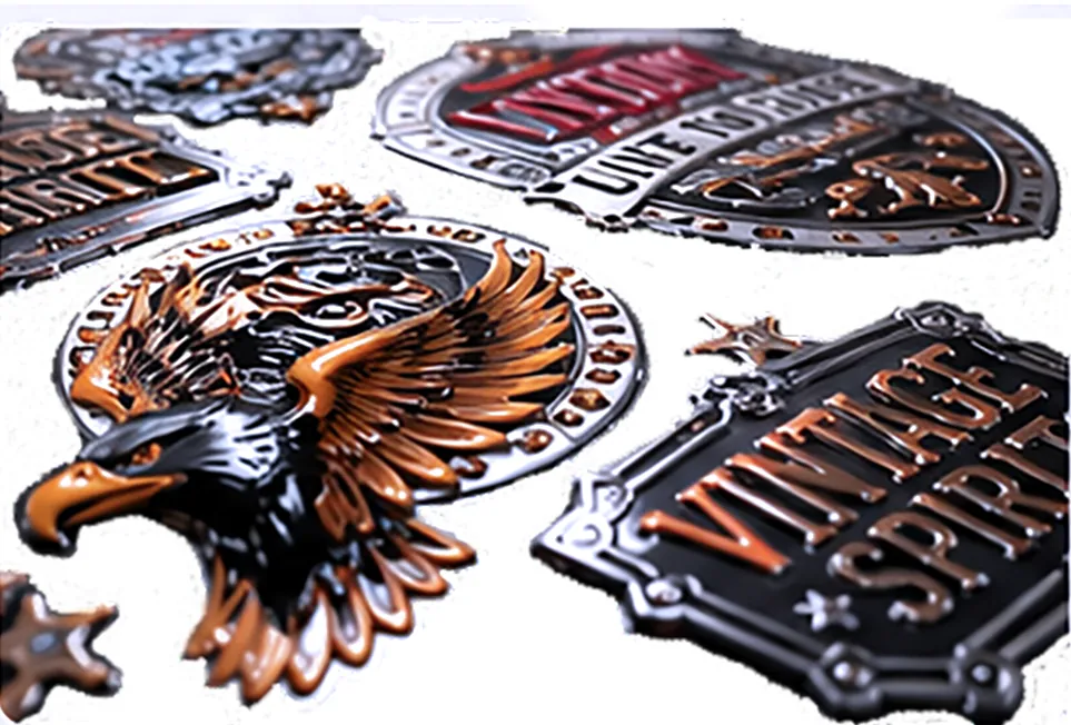 Escudos con relieve y barniz producidos con tecnología 3DTI