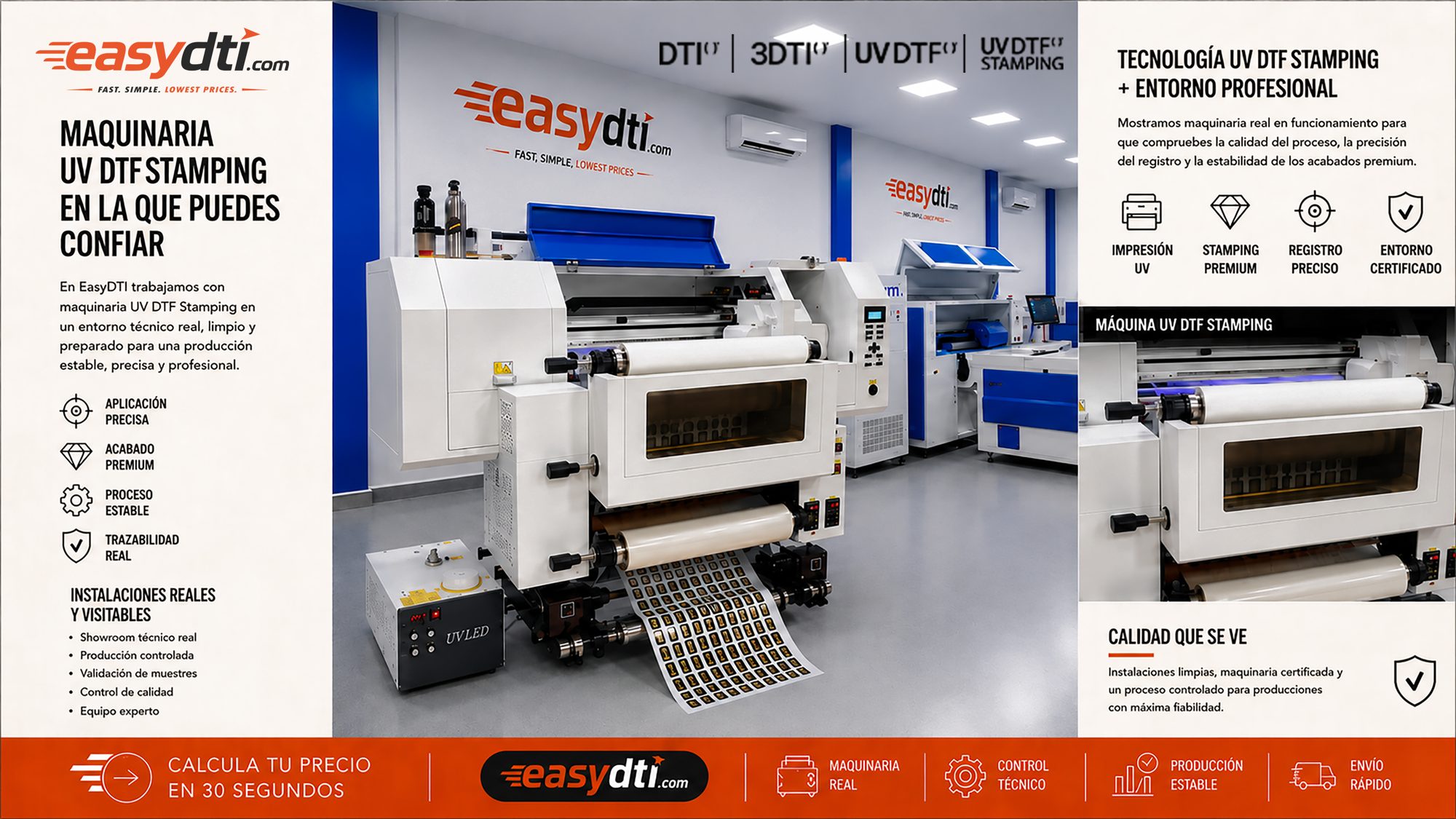 Maquinaria UV DTF Stamping en la que puedes confiar: aplicación precisa, acabado premium, proceso estable y trazabilidad real.